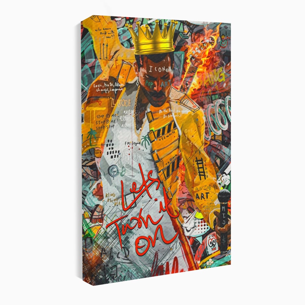 Tablou canvas cu tablou canvas cu freddie mercury stil grafitti, fara rama, pe sasiu de lemn